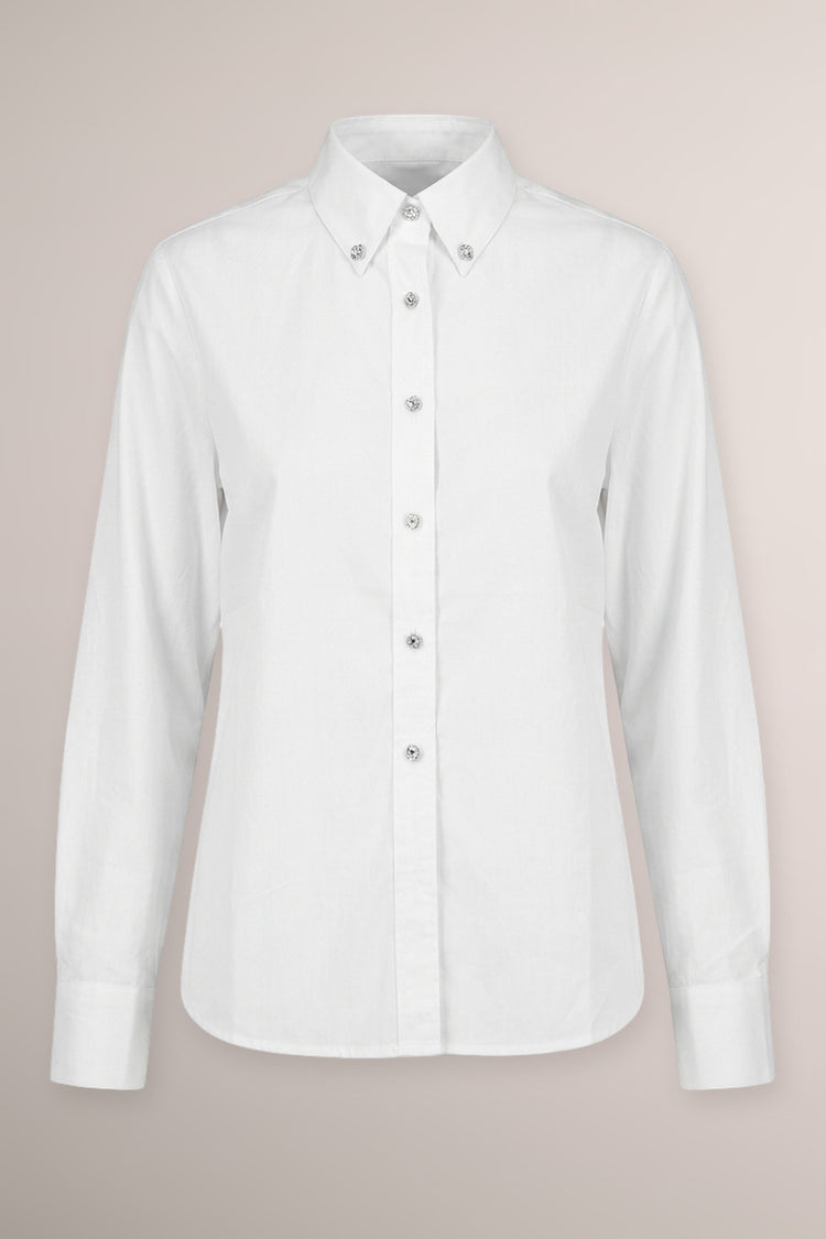 Camicia bianca con bottoni gioiello