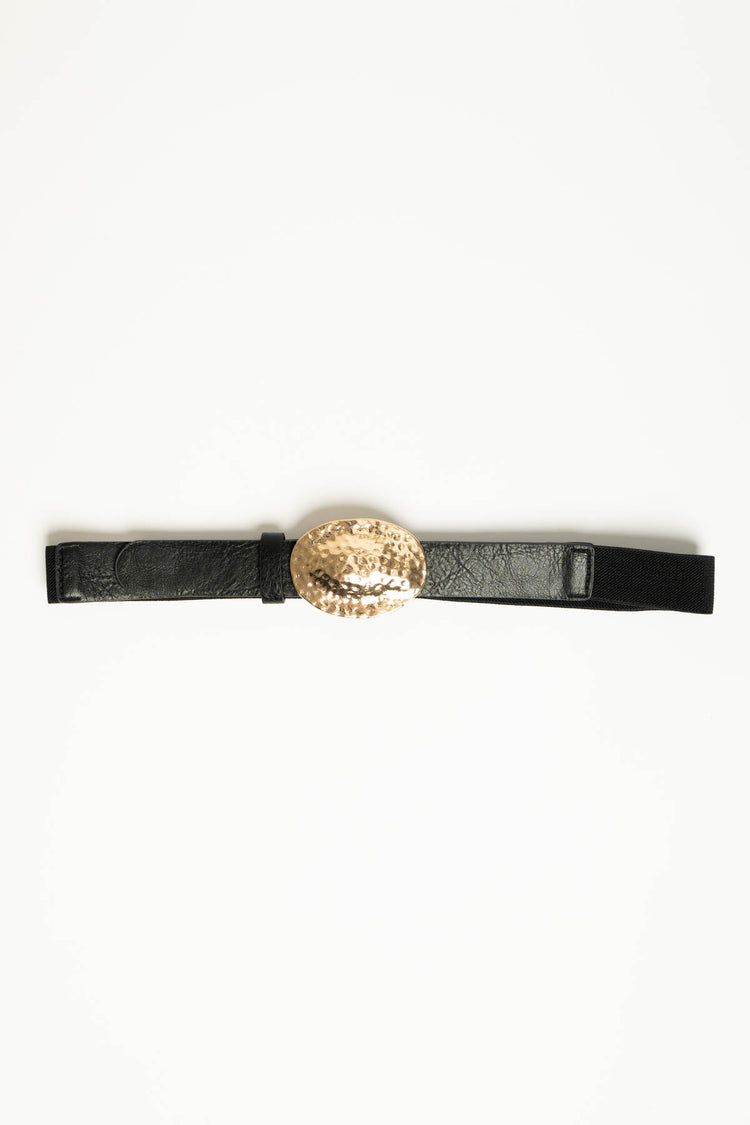 Cintura elastica nera con fibbia ovale