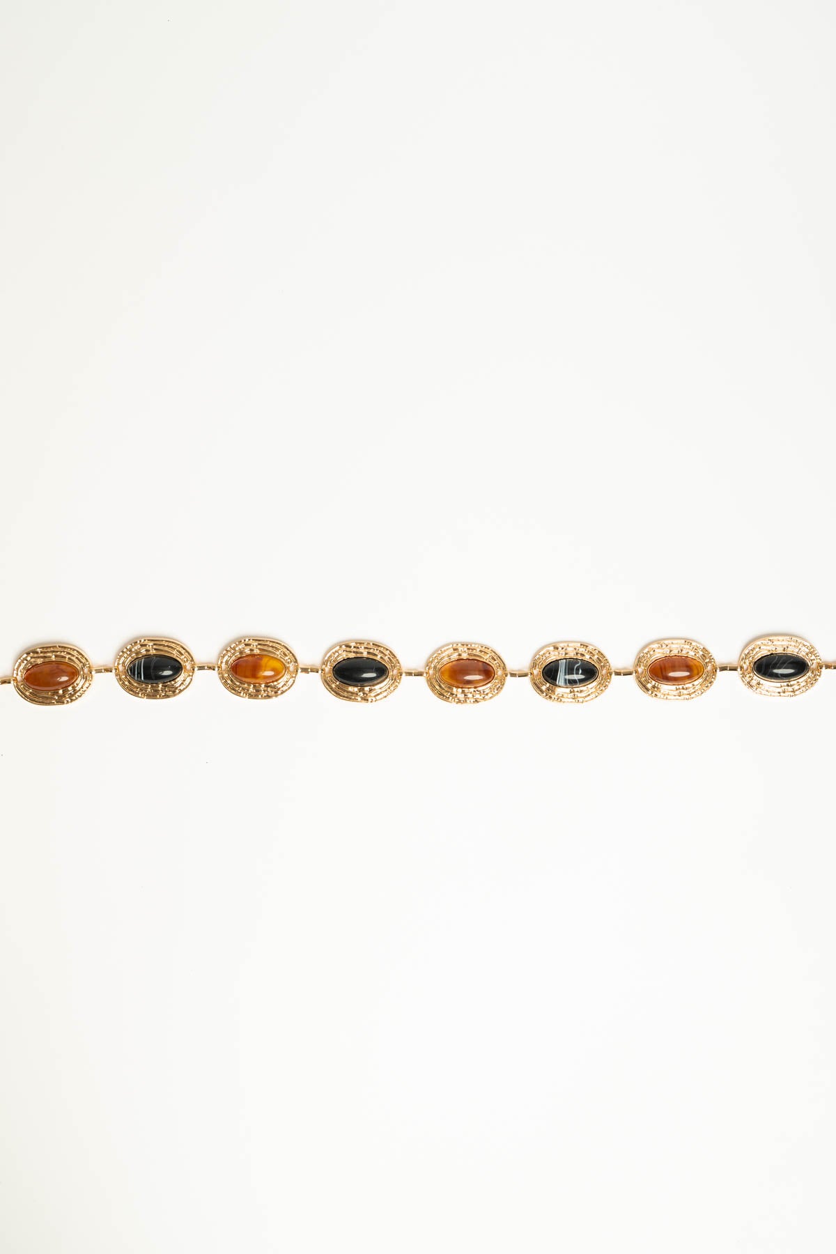 Cintura gioiello oro con pietre ambra e nere