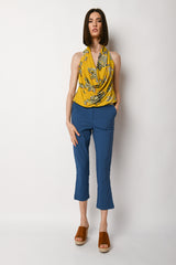 Pantaloni crop misto viscosa