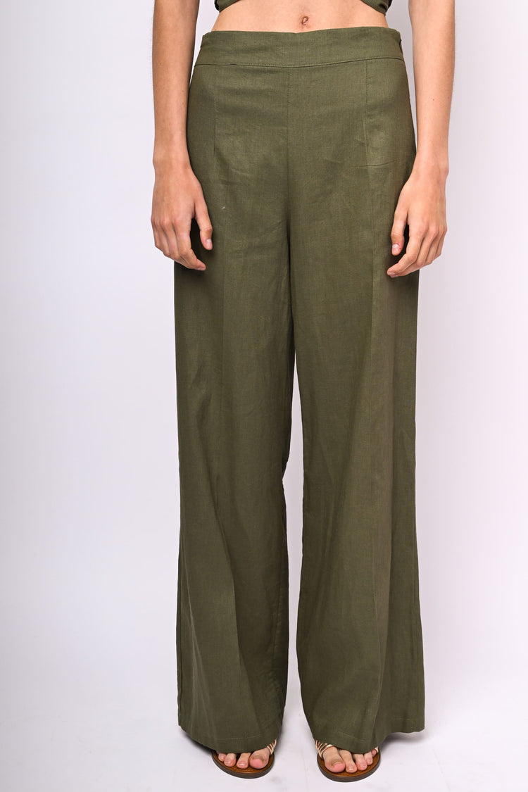 Pantaloni palazzo misto lino