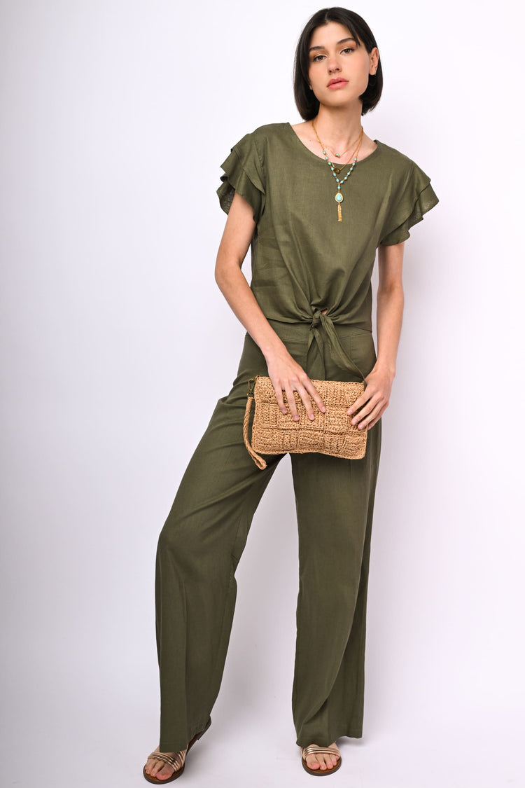 Pantaloni palazzo misto lino