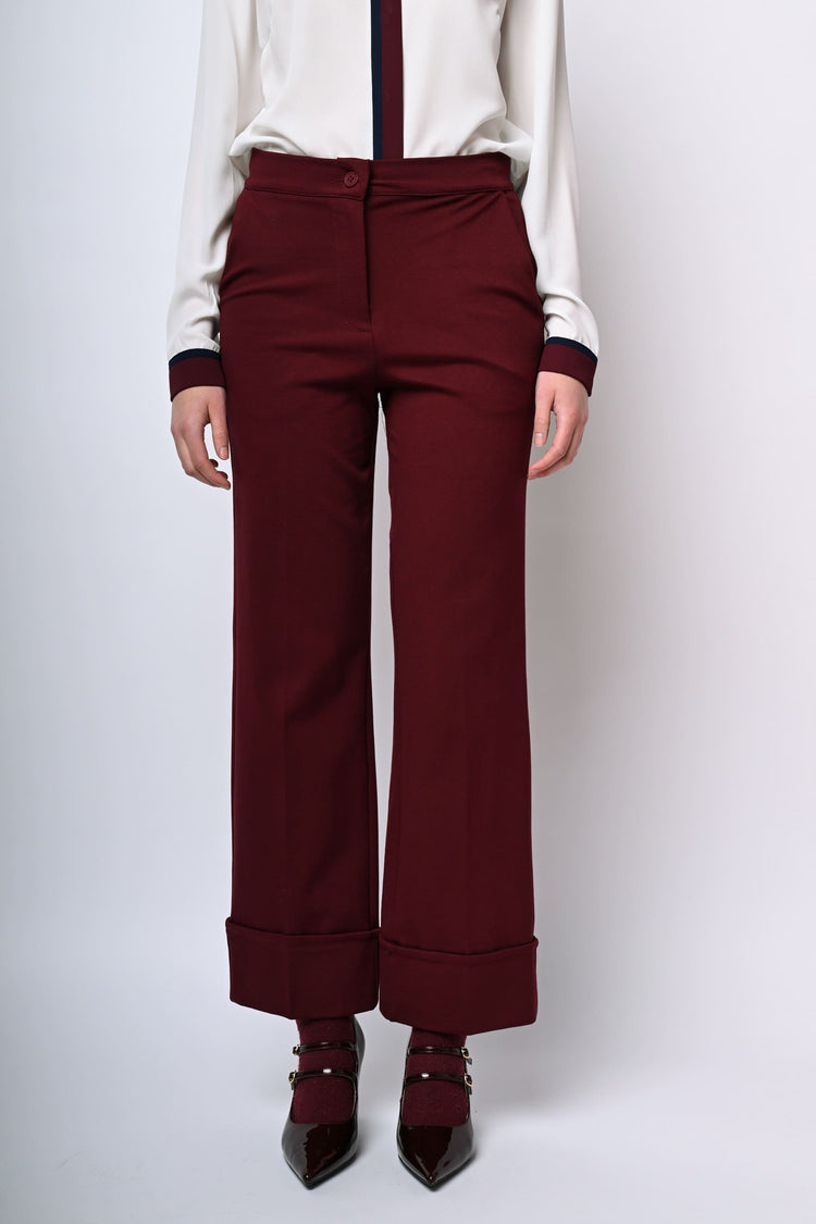 Pantaloni misto viscosa con risvolto