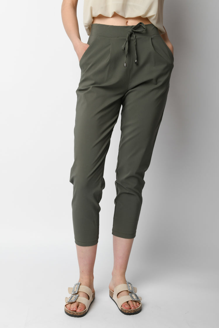 Pantaloni misto viscosa con coulisse