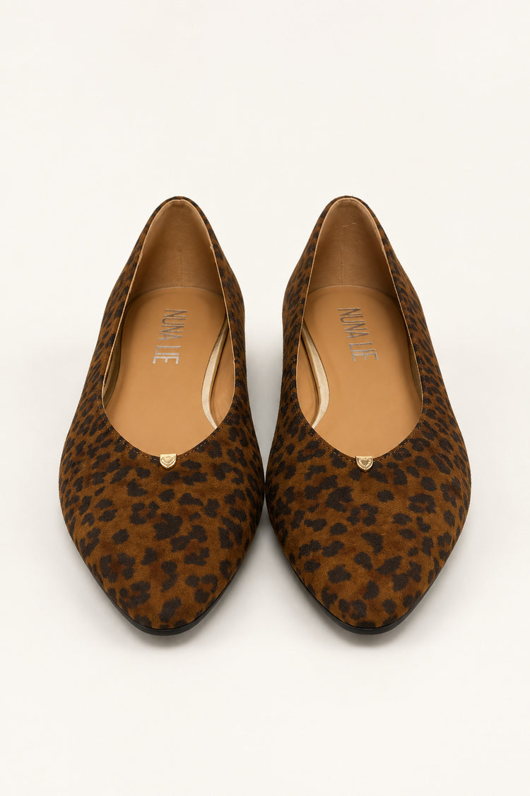 Ballerine animalier marroni con dettaglio dorato