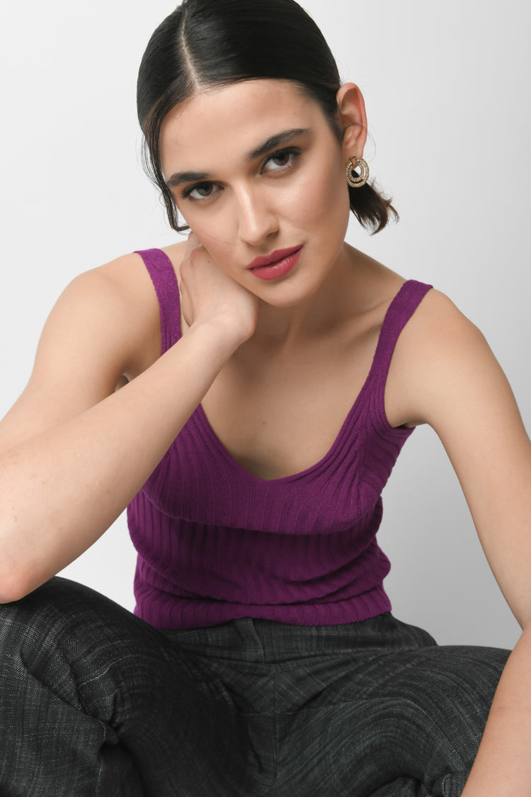 Top in maglia a costine