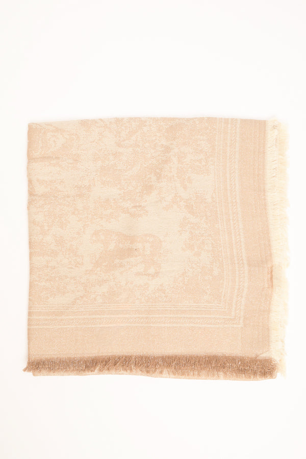Sciarpa sfumata con frange beige