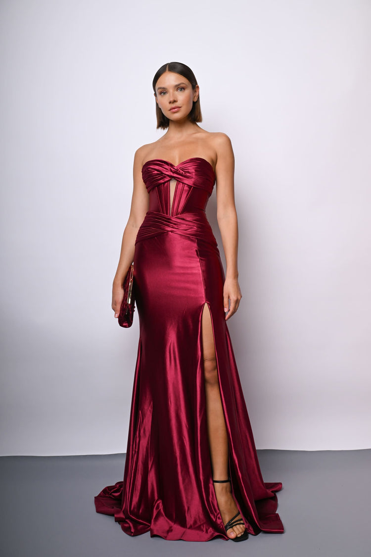 Abito da sera in raso a bustier