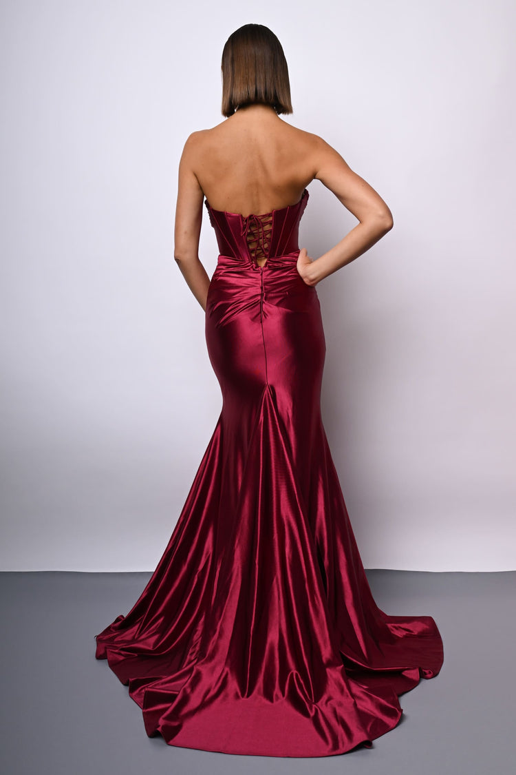 Abito da sera in raso a bustier