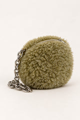 Pochette in faux shearling verde