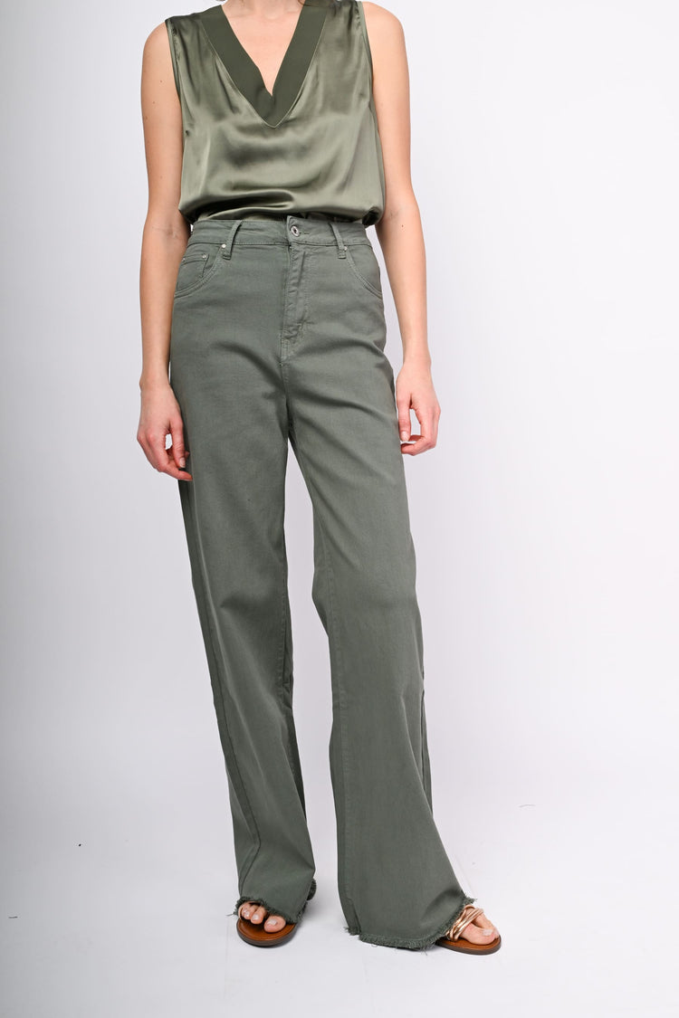 Pantaloni in drill a gamba ampia