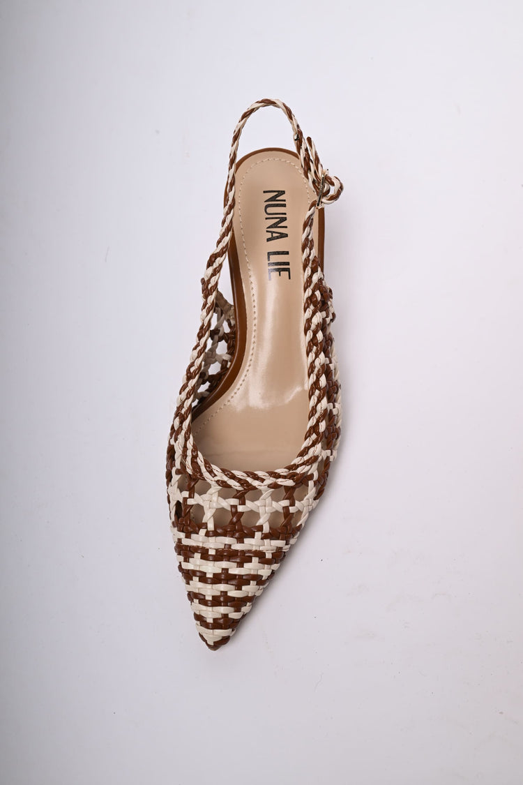 Slingback in simil-rafia intrecciata