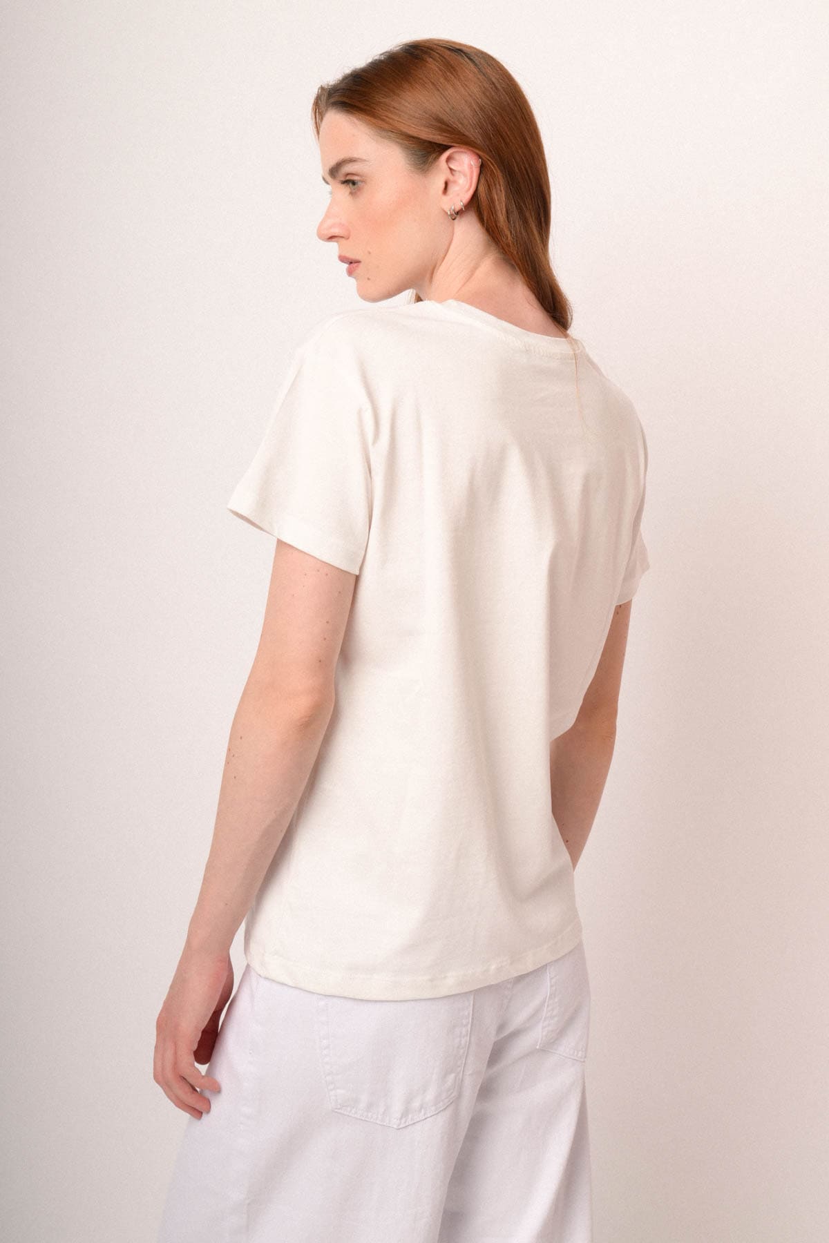 T shirt Bilancia in cotone bianco