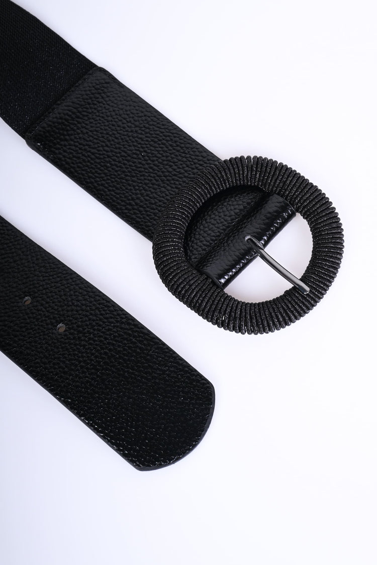 Cintura elastica alta con fibbia tonda