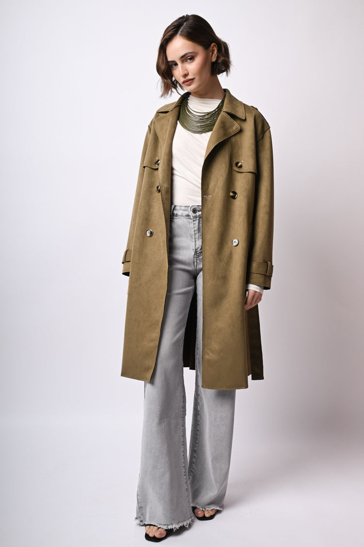 Trench in faux suede