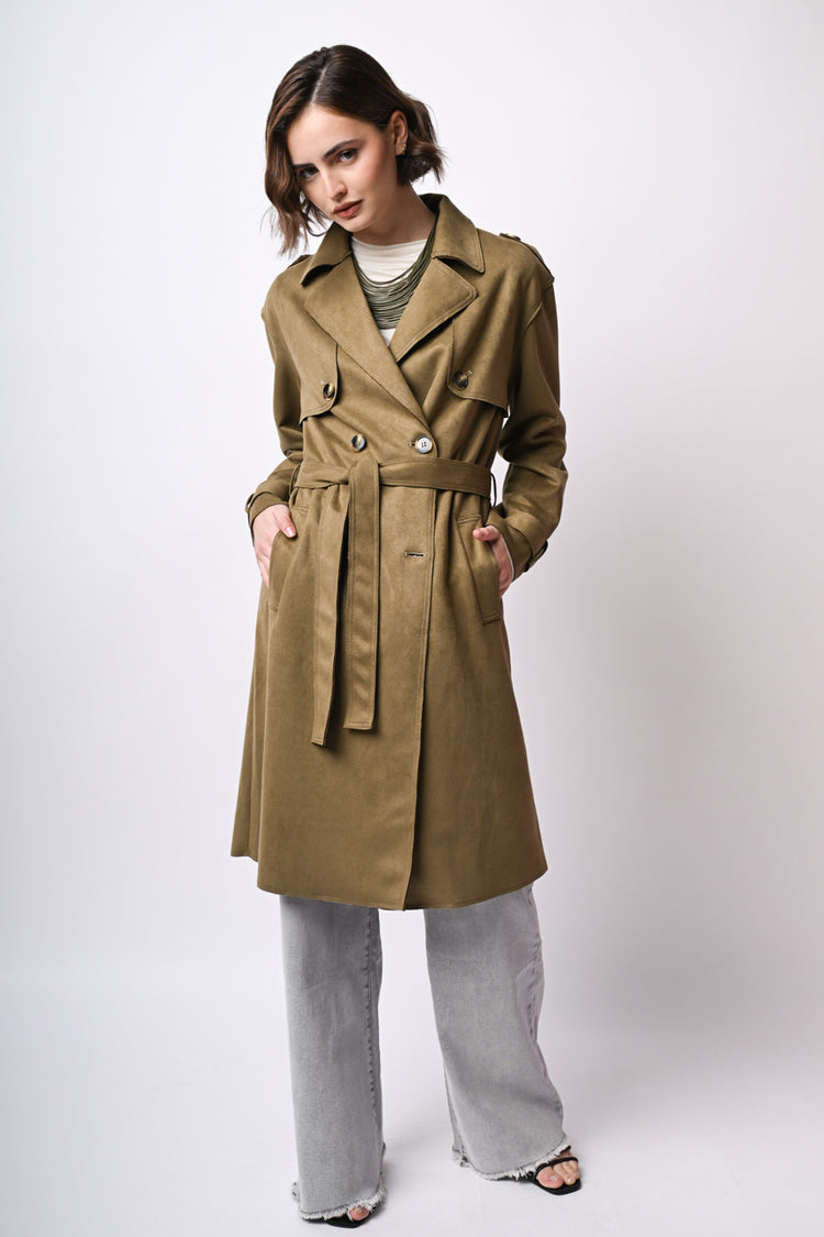 Trench in faux suede