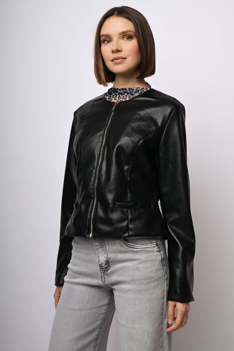Giacca in similpelle con zip