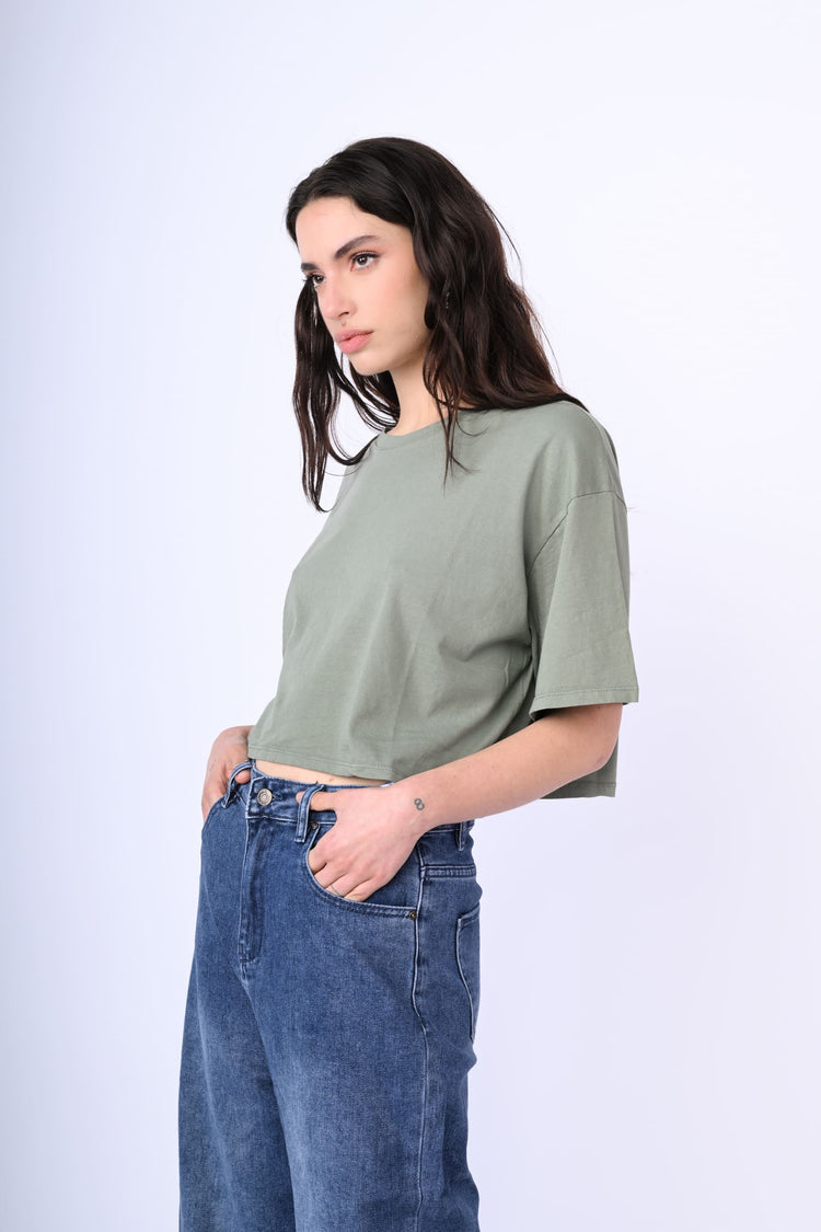 T-shirt crop in cotone