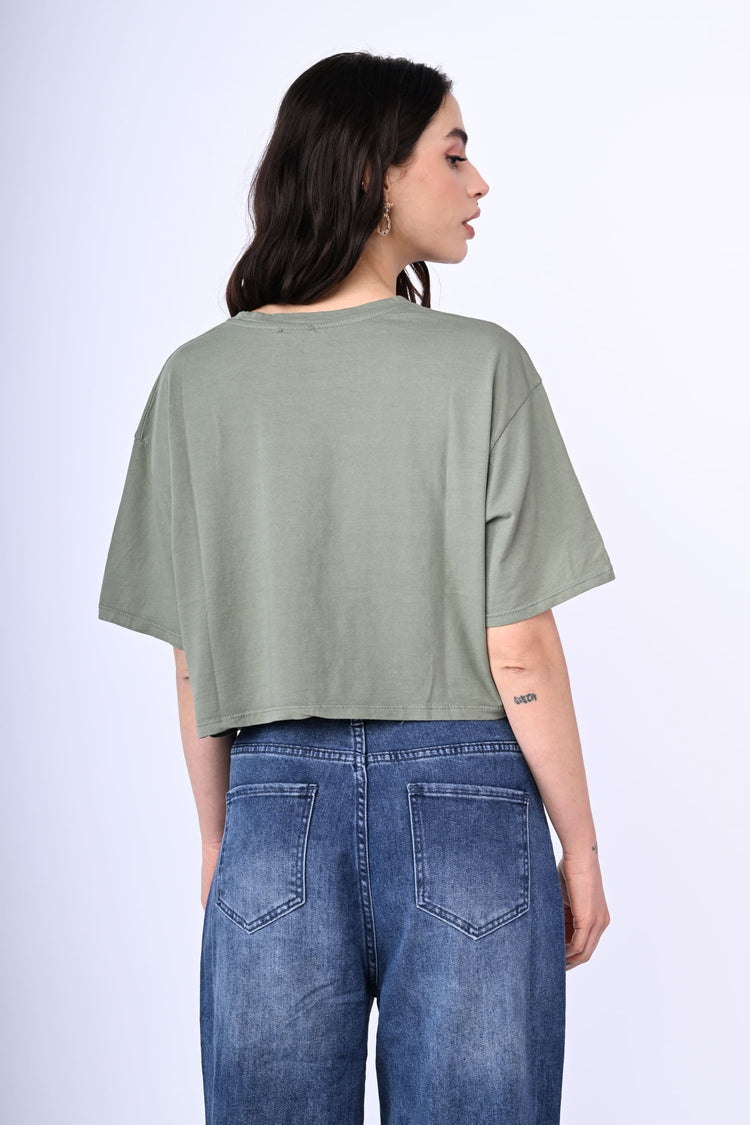 T-shirt crop in cotone