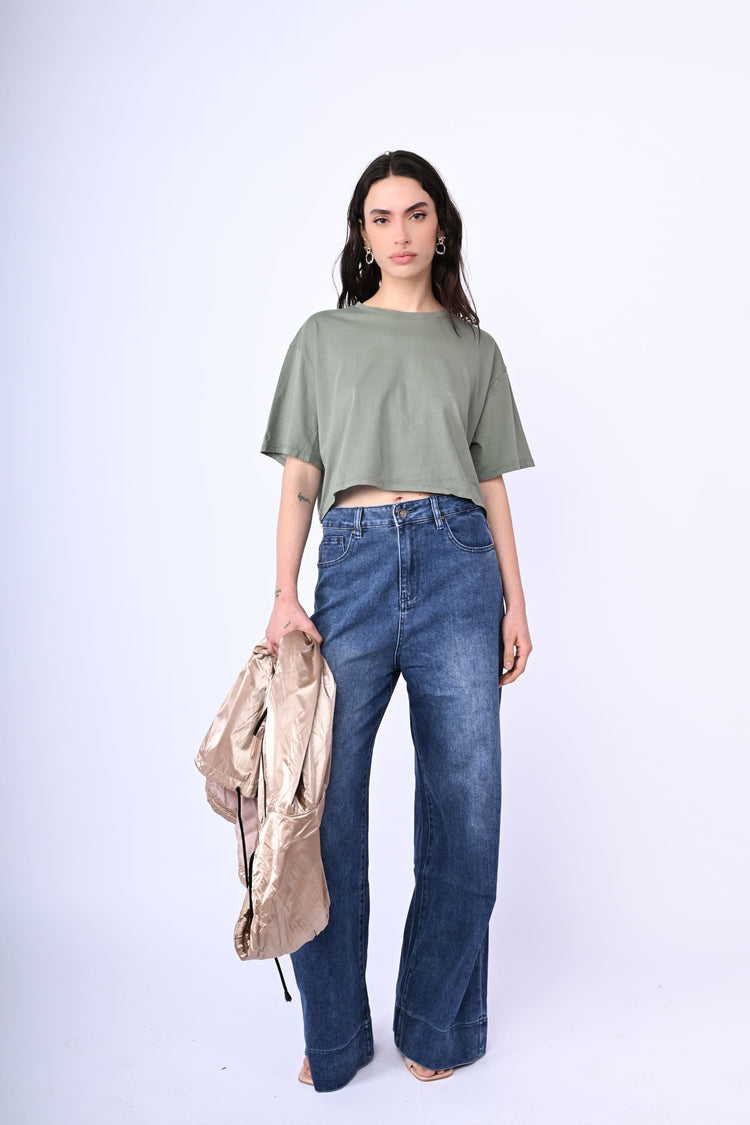 T-shirt crop in cotone
