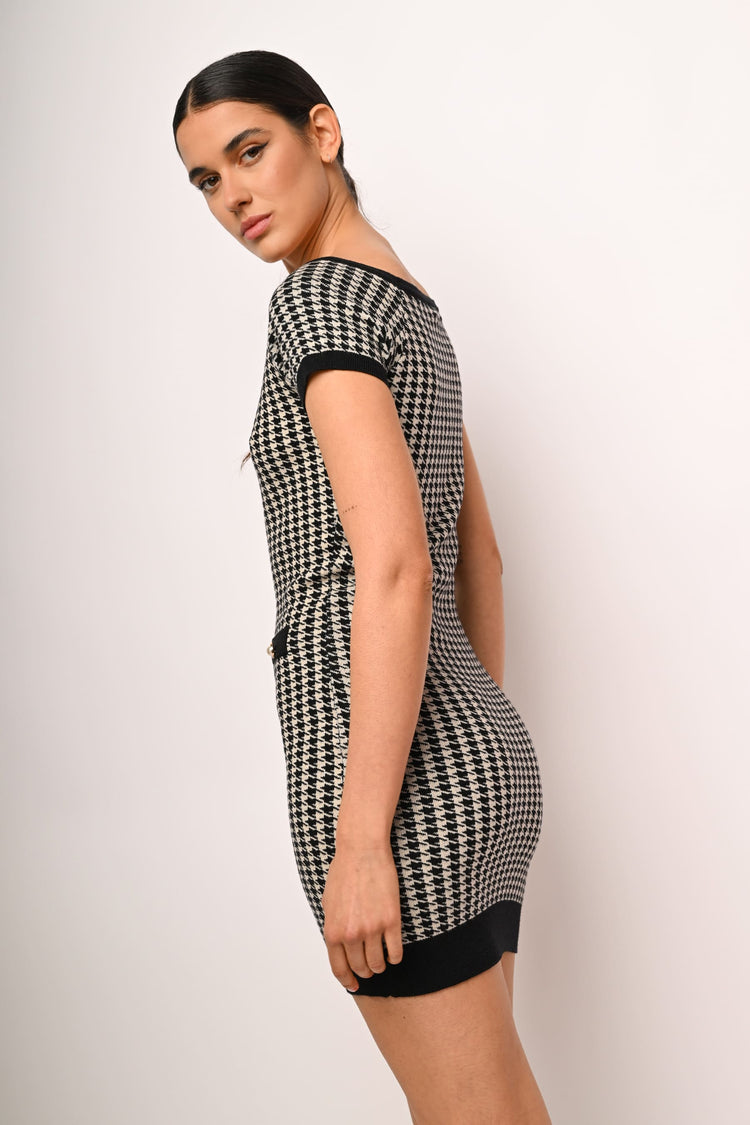 Mini abito in maglia pied-de-poule