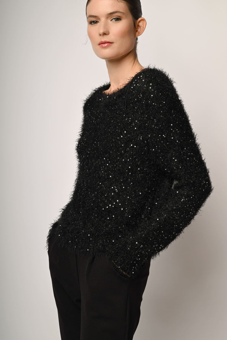 Pull in maglia morbida con paillettes