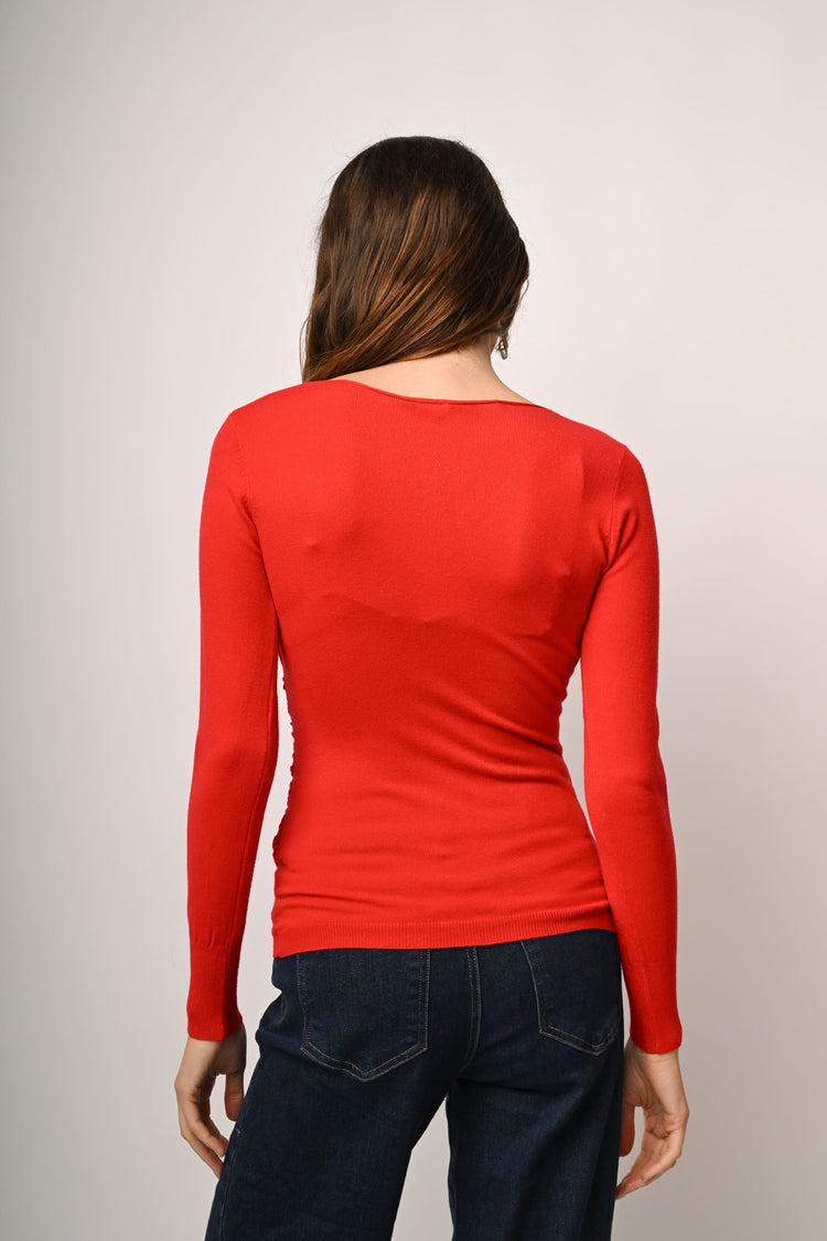 Pull incrociato con decorazione strass