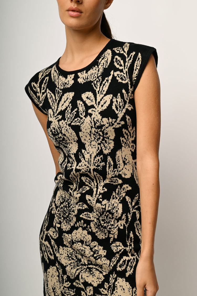 Mini abito in maglia jacquard floreale