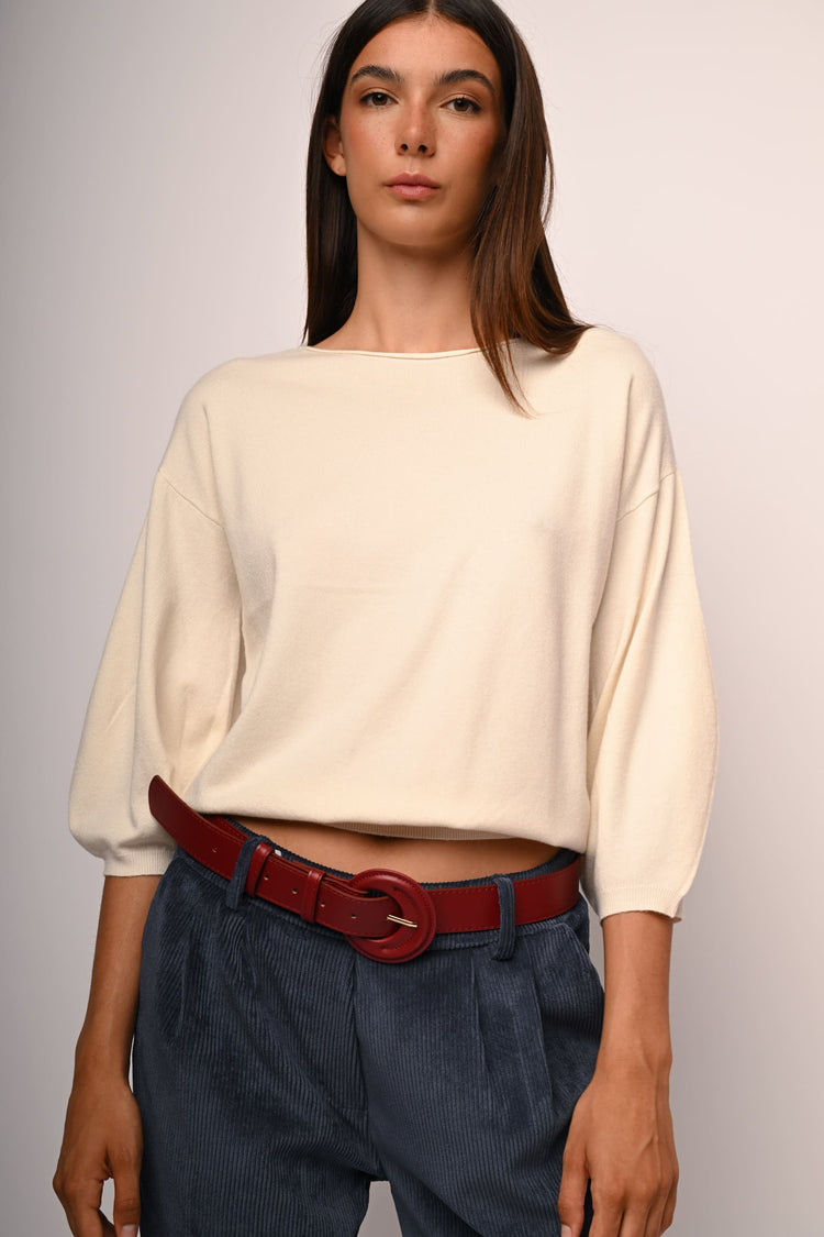 Pull con maniche crop a sbuffo
