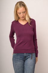 Pull basic con scollo a V fucsia