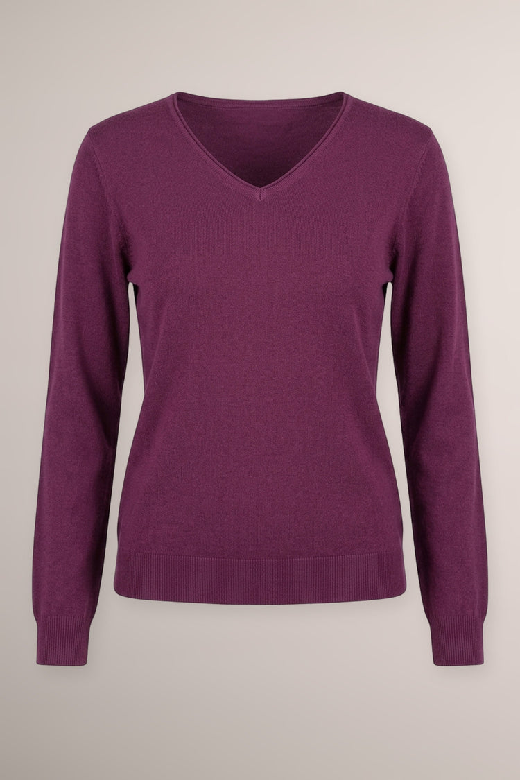 Pull basic con scollo a V fucsia