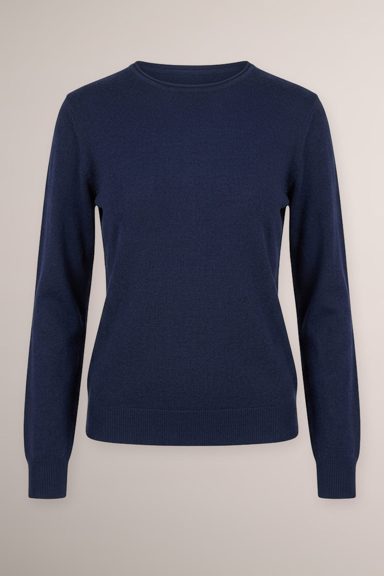 Pull basic con scollo tondo blu