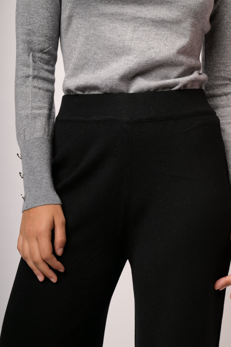 Pantaloni palazzo neri a vita alta