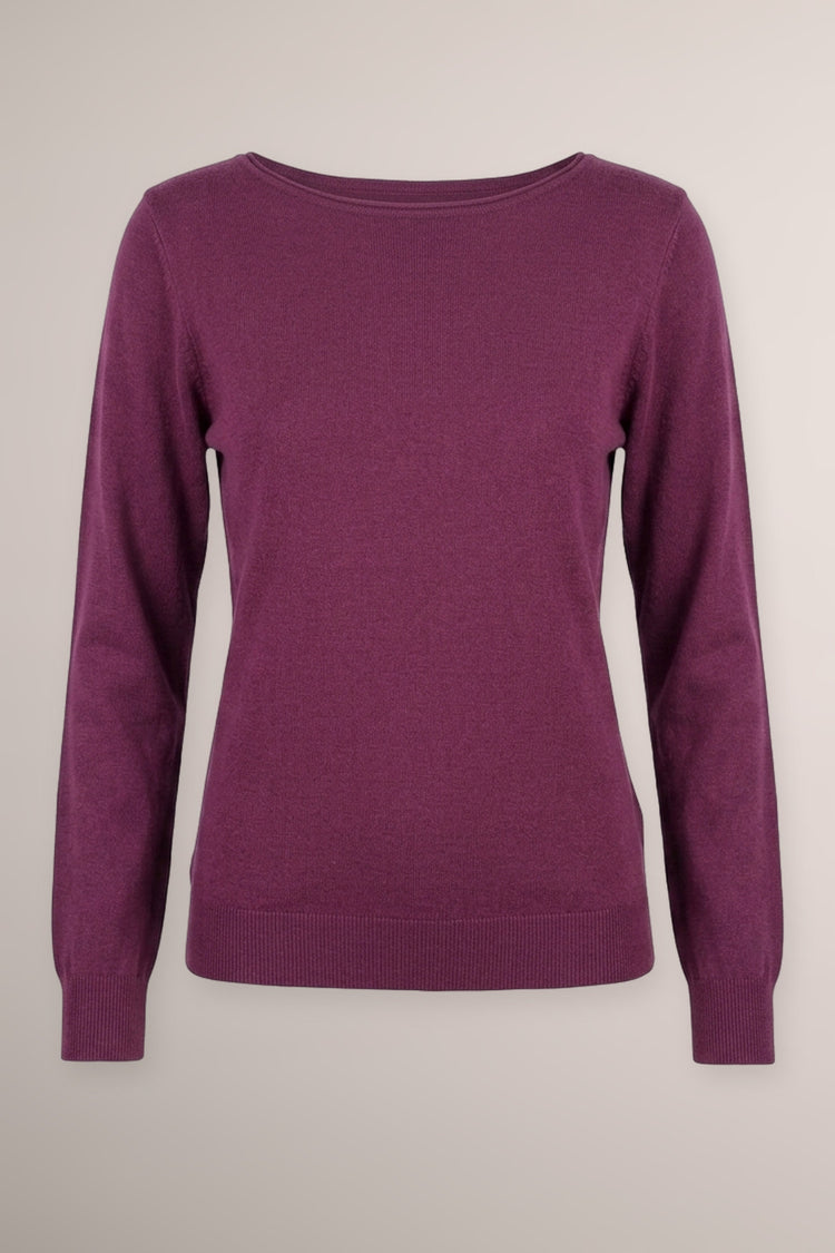 Pull in maglia lampone con scollo a barchetta