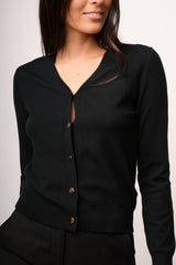 Cardigan nero con bottoni metallici