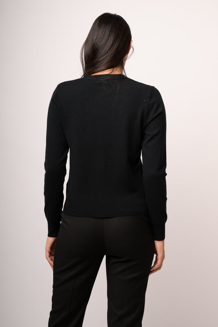 Cardigan nero con bottoni metallici
