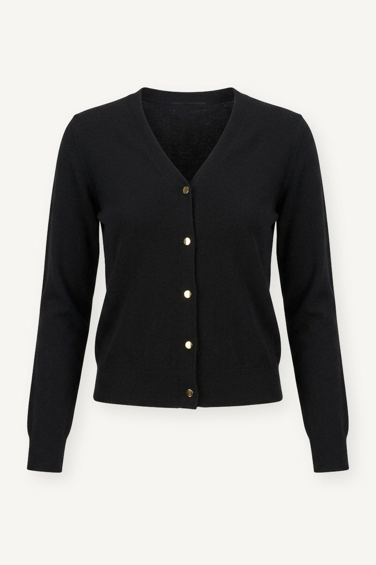 Cardigan nero con bottoni metallici