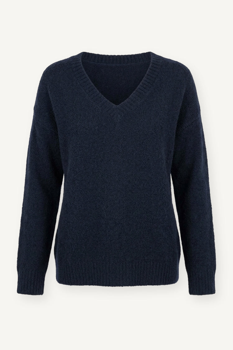 Maglia oversize blu con scollo a V