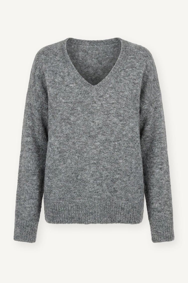 Maglia oversize grigia con scollo a V