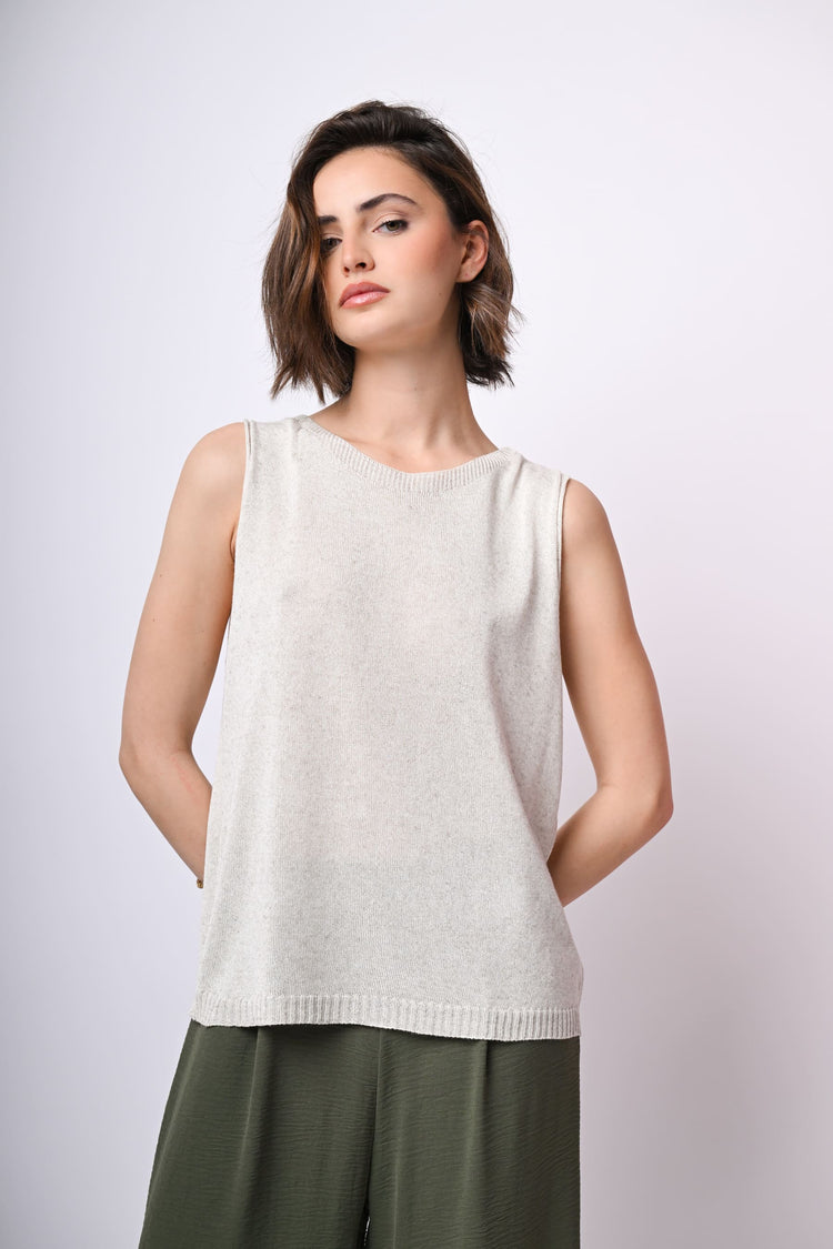 Gilet in maglia misto viscosa e lino