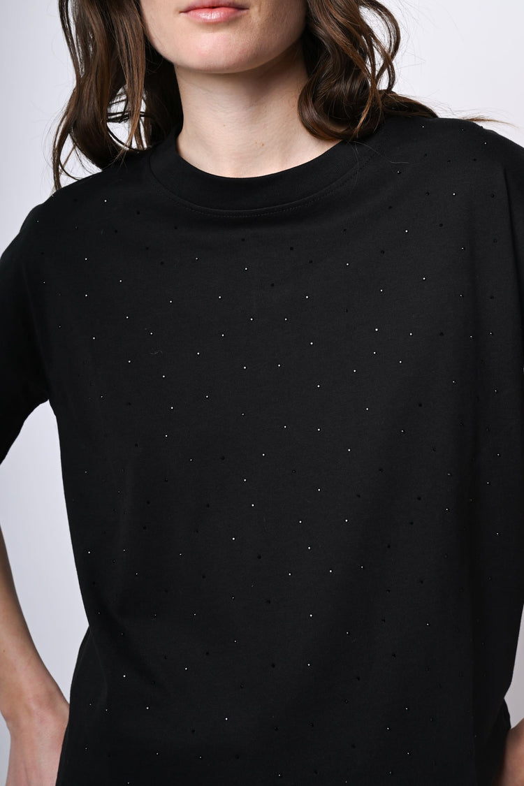 T-shirt in cotone con strass