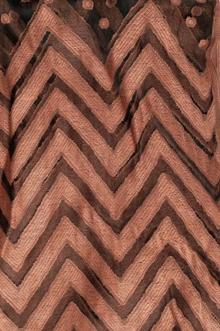 Stola in dévoré con motivo pois e chevron rosa antico