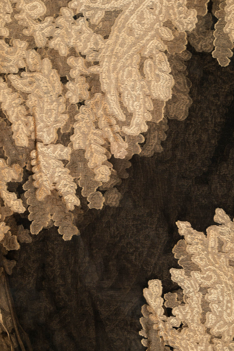 Stola in dévoré con motivo paisley e floreale beige/nero