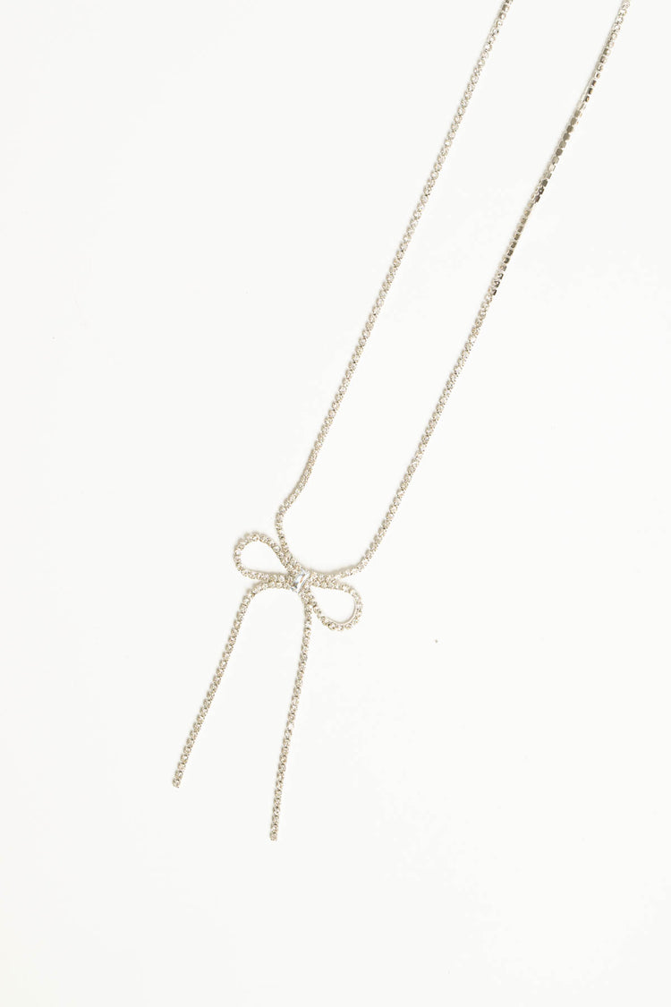 Collana argento con fiocco di strass