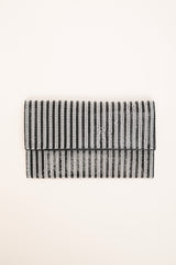 Pochette con perline a righe bianco/nero