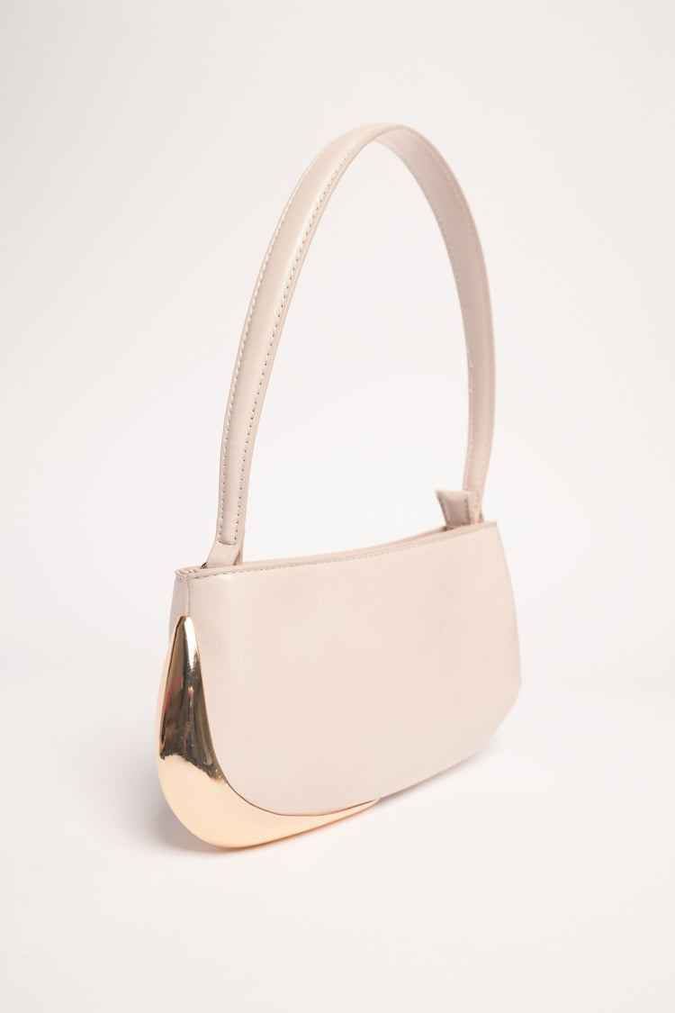 Borsa piccola avorio con placca dorata