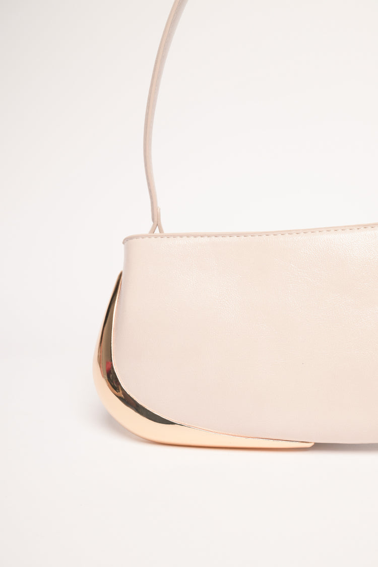 Borsa piccola avorio con placca dorata