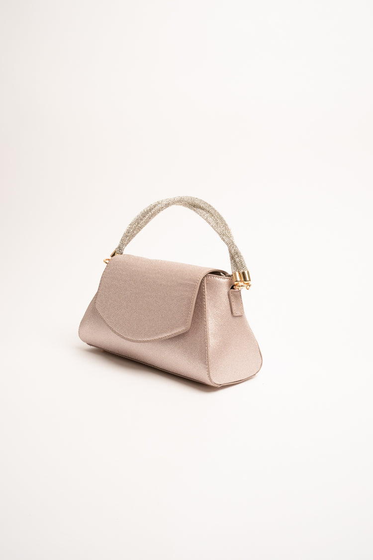 Pochette rosa con manico strass