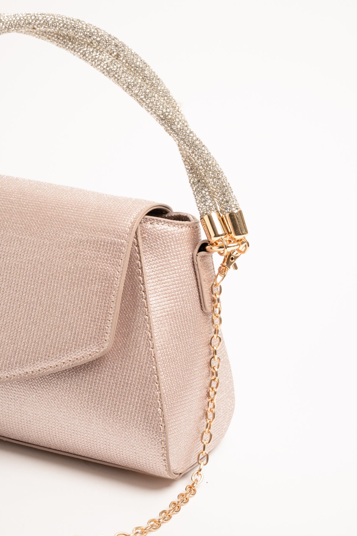 Pochette rosa con manico strass