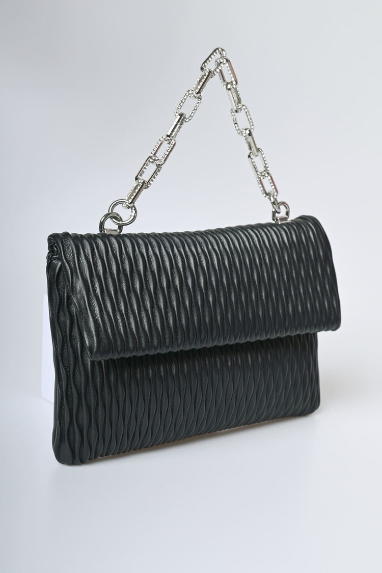 Pochette goffrata con manico gioiello
